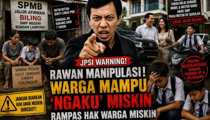 Jalur Afirmasi Biling Bandar Lampung Rawan Kongkalikong, Warga Mampu Pura-Pura Miskin, Hak Kaum Duafa Dirampas!