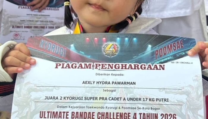 Baru Berusia 2 Tahun, Atlet Balita Aexly Hydra Pawarman Pukau Penonton dan Raih Juara 2 Kyorugi di UNCHALL IV 2026