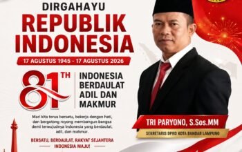 Tri Paryono Sekretaris DPRD Bandar Lampung Ucapkan Selamat HUT RI ke-81