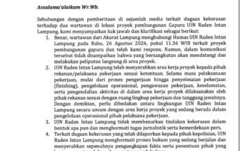 Soal Dugaan Kekerasan Wartawan di Proyek Gapura, UIN Raden Intan Lampung Buka Suara