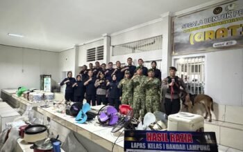 Gandeng TNI-Polri dan Unit K-9, Lapas Bandar Lampung Gelar Razia Blok dan Tes Urine