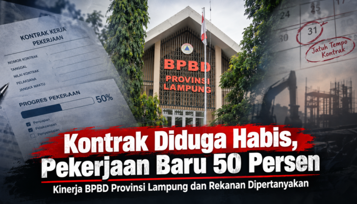 Kontrak Diduga Habis, Pekerjaan Baru Tercapai 50 Persen, Kinerja BPBD Provinsi Lampung dan Rekanan Dipertanyakan